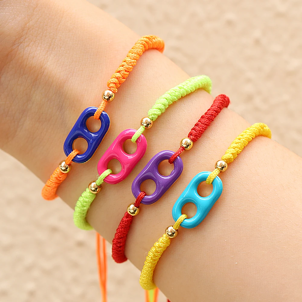 Браслет цепочка для женщин и мужчин флуоресцентный плетёный браслет с радужной