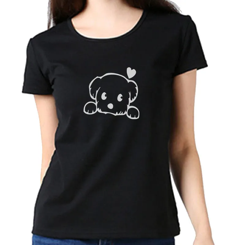 Women's T women Graphic Fashion Cute Heart \ Puppy Print Top t-shirt Female T-shirt girl Clothes Short sleeveT shirt | Женская