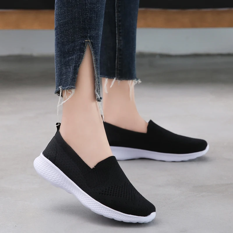 Женские сетчатые Лоферы без застежки повседневные сверхлегкие туфли на плоской