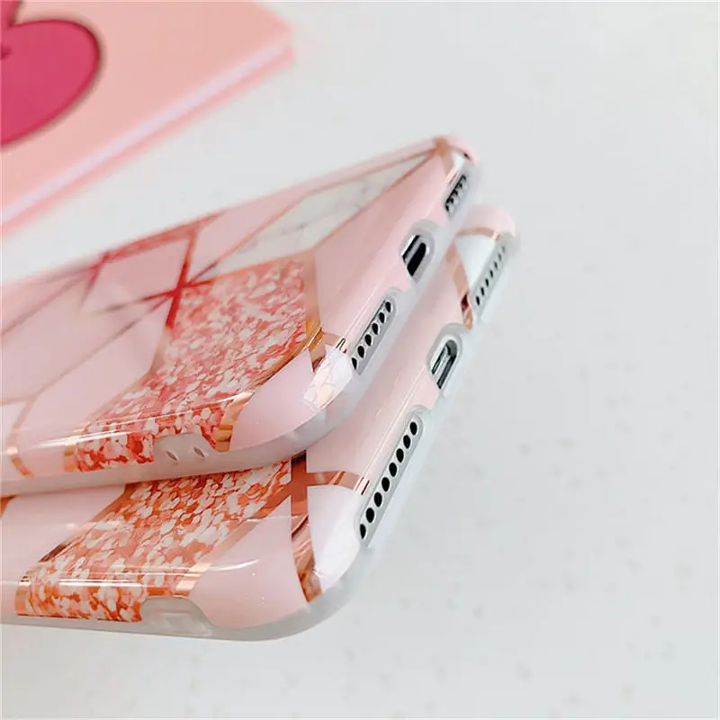 Moskado геометрический мраморный градиент цвета чехол для iPhone 6 6s 7 8 Plus X XR XS Max Flowers Сращивание мягкий чехол для телефона IMD задняя крышка