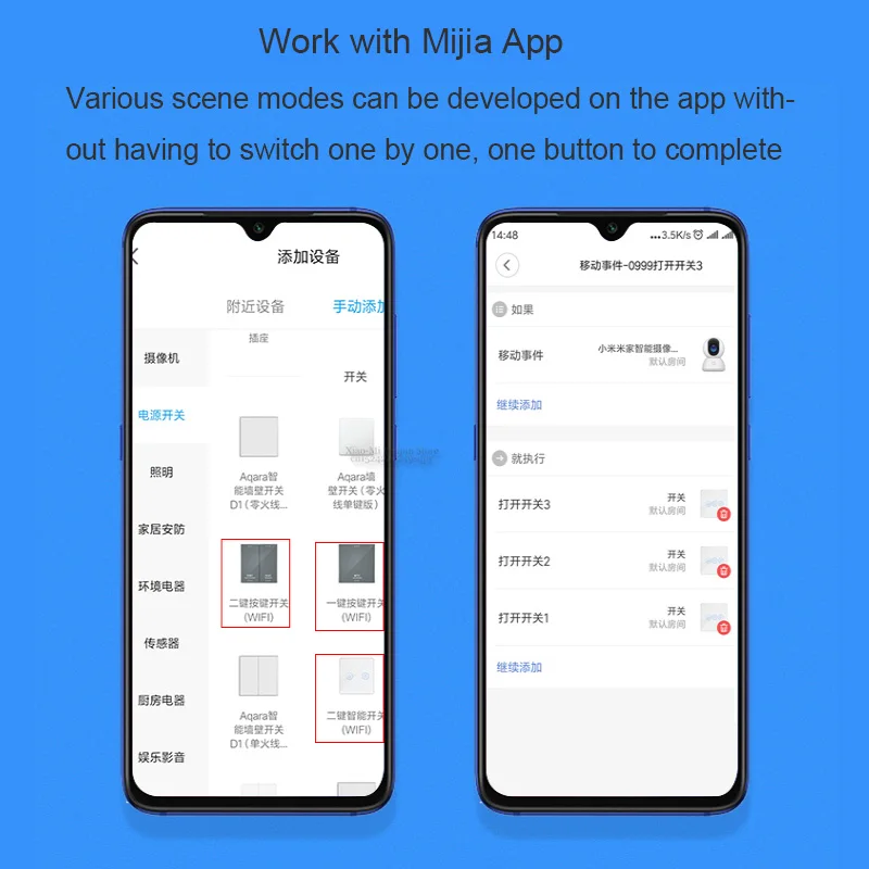 Настенный выключатель Xiaomi Mijia PTX с дистанционным управлением, беспроводной светильник с ключом, умный переключатель с нулевой линией, Wi-Fi переключатель для Mijia APP