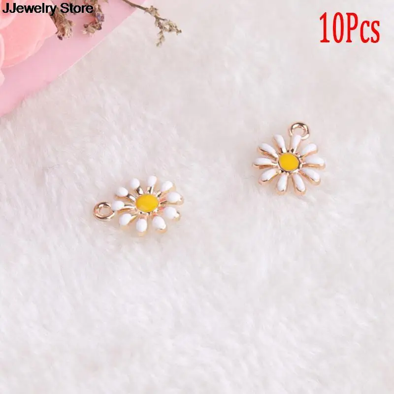 10 шт. эмаль Подсолнух форма маргаритки сплав золотой тон очаровательные серьги