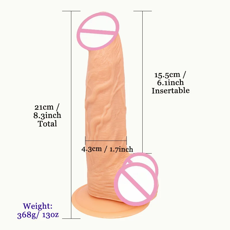 Жидкий силиконовый искусственный пенис 21 см на присоске реалистичный