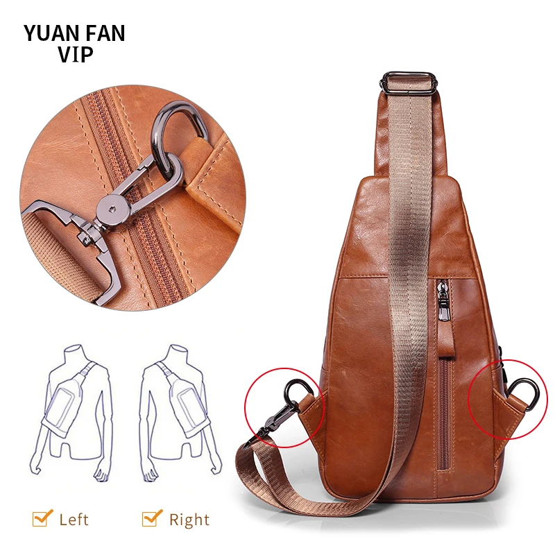 Высококачественные нагрудные сумки из натуральной кожи для мужчин через плечо