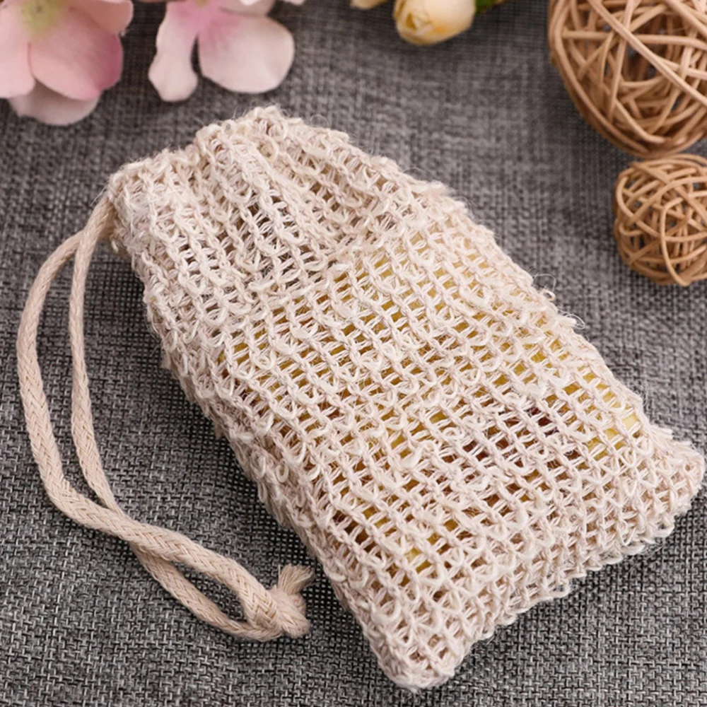 

8pcs Drawstring Foaming Nets Mesh Soap Exfoliating Bags Shower Supplies (Beige)