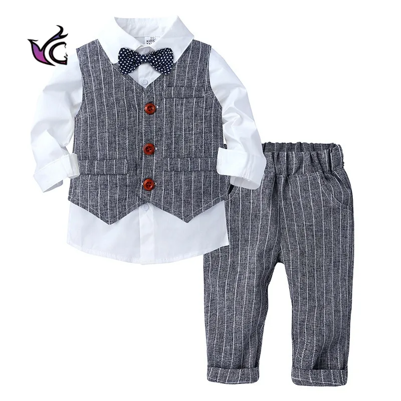 

Костюм Джентльмена Yg для мальчиков, новые осенние товары, женский жилет, белая рубашка, полосатые брюки, комплект из трех предметов