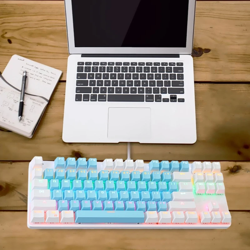

y5jbK100 87-keys Green Axis Keyboard Mechanical Gaming Keyboard for PC Laptop Players