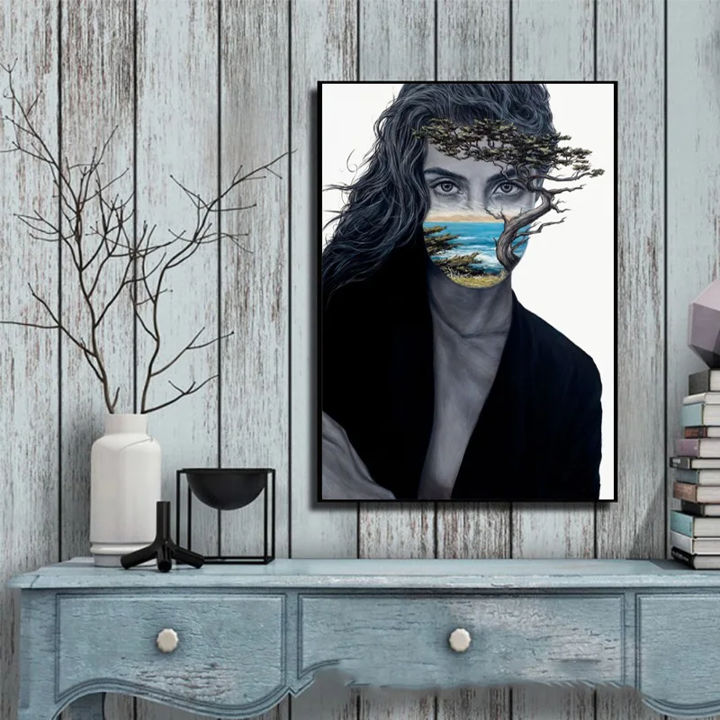 

Abstract Mountain River Landscape Figure Canvas Painting Wall Art Poster Prints Decor For Living Room Wall Pictures Home Cuadros