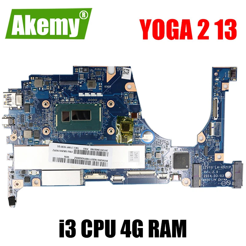

ZIVY0 LA-A921P материнская плата для ноутбука Lenovo YOGA 2 13 ноутбук материнская плата Процессор i3 4G RAM DDR3 100% тесты работы