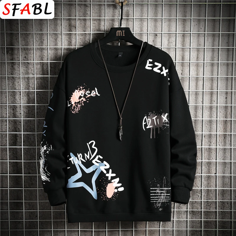 

SFABL Youthful Trendy Sweatshirt Men 2021 Spring Autumn Oversized Japanese Streetwear Hip Hop Hoodie Men Sweatshirts Loose Tops