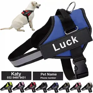 Поводок для собак, светоотражающий, дышащий, регулируемая шлейка для питомцев, жилет для собак, ID, на заказ, нашивка, для прогулок, товары для собак
