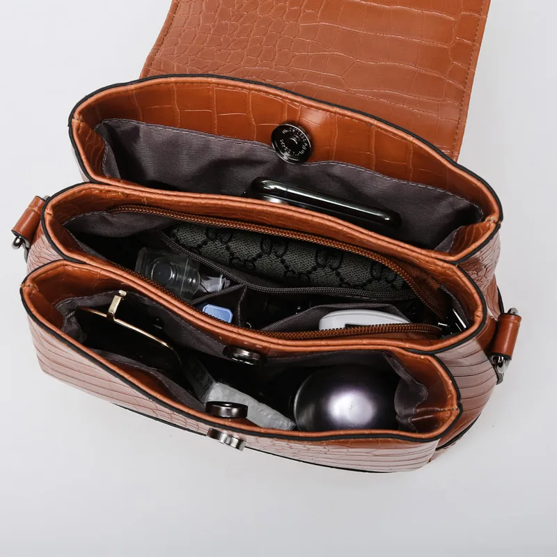 Роскошные сумки с крокодиловым узором для женщин вместительные через плечо из