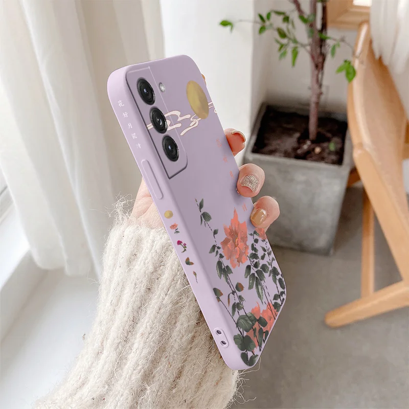 The Rose Silicone Case For Samsung Galaxy S22 S21 S20 FE S10 Note 20 10 A72 A52 A32 A71 A51 A31 A21S 4G 5G Soft Phone Back Cover