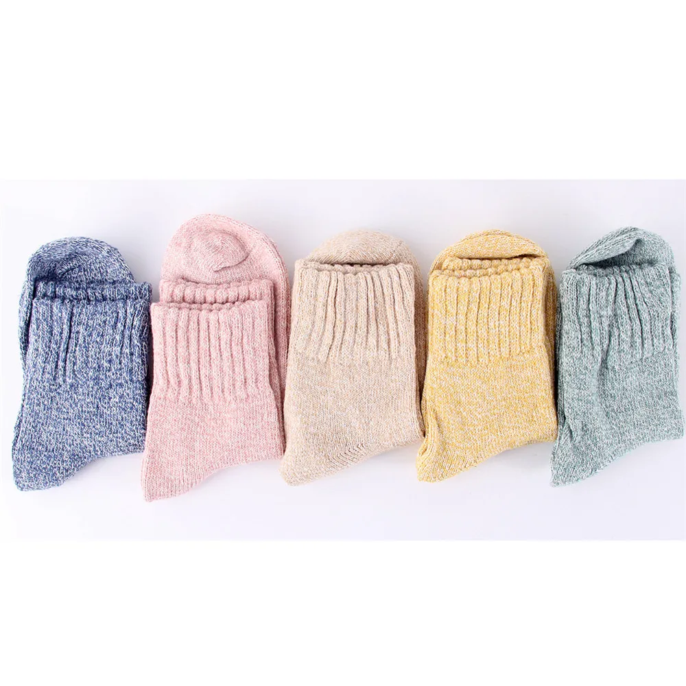 

5 Pairs Autumn Winter Warm Socks High Quality Thickened Pure Color Wild Rabbit Wool Socks For Woman Hot Sale