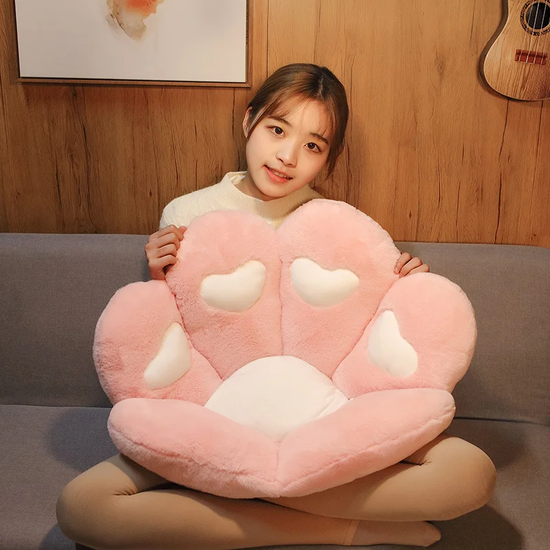 

2 Sizes Kawaii Plush Bear Paw Mat Cute Animal Bear Cat Foot Pillow Heart Plush Cushion Stuffed Soft Toys for Home Decor Gifts