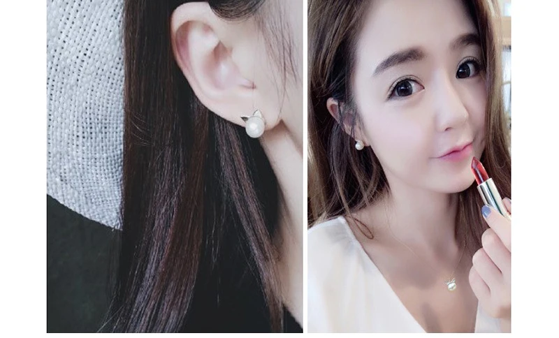 Серьги Модные ювелирные изделия серьги с имитацией жемчуга милые кошачьи уши