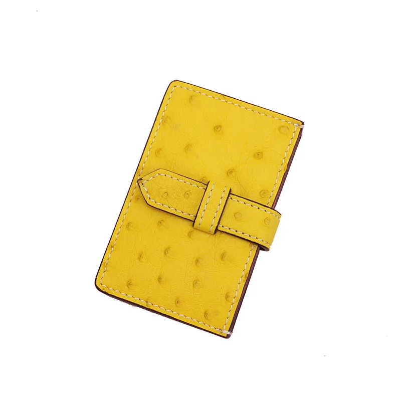 yellow Роскошная натуральная кожа страуса аккордеон держатель для карт мульти карманы визитная карточка кожаный Страус держатель для кредитных карт - Цвет: yellow