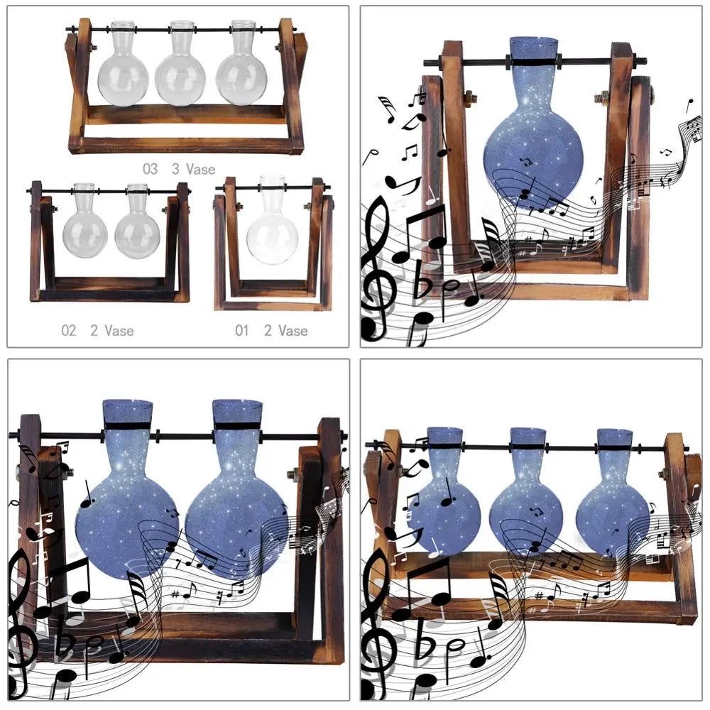 Винтажный деревянный поднос стеклянный для растений бонсай цветочная ваза