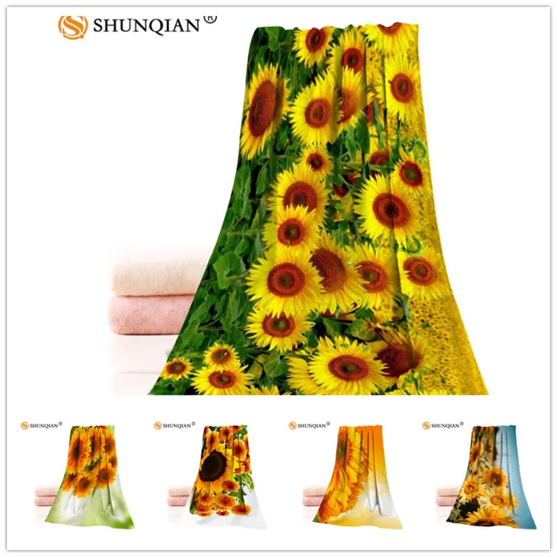 Пользовательское полотенце для лица sunflower 35x75 см из микрофибры быстросохнущее