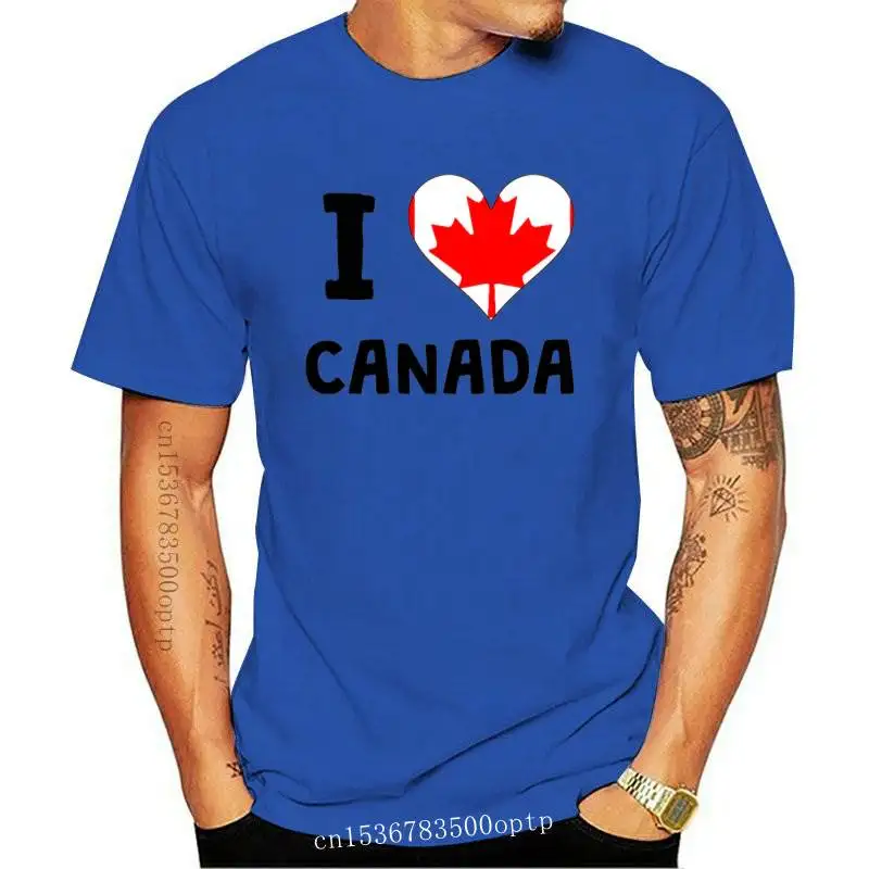 

New 100% Cotton I Love Canada Flag T Shirt For Male Qualitty Homme Tee Shirt
