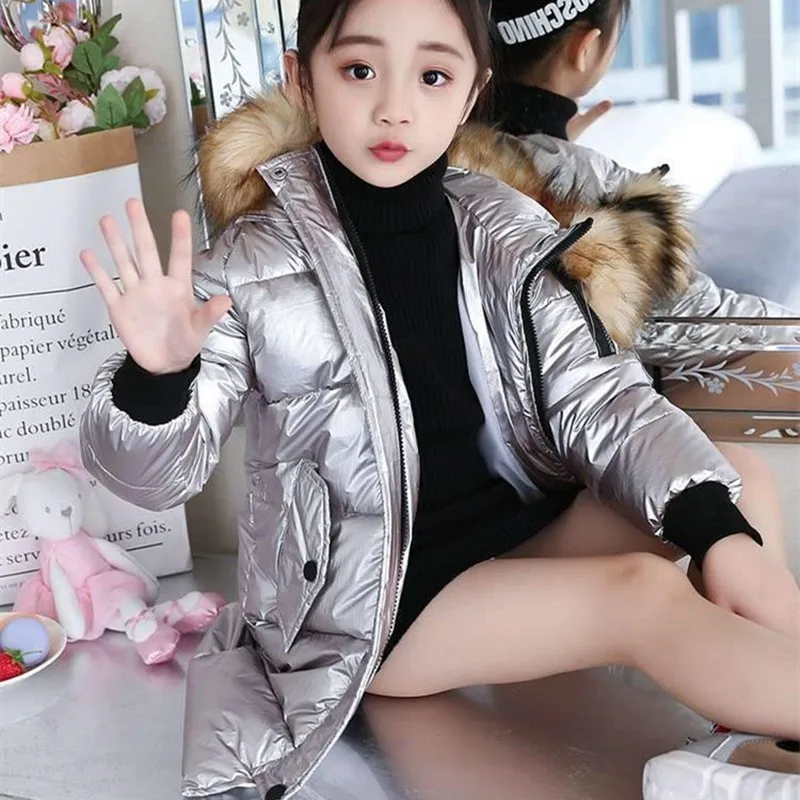 

-30 Children Winter Jacket Clothes Girl Warm Waterproof Coat Hooded Long Down Cotton Coats For Kids Outerwear Parka Clothing