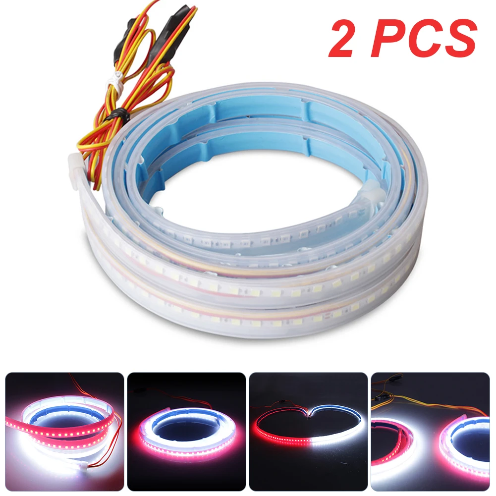 

2pcs LED Light Strips 328SMD Strip Light for Car Door High Brightness Strobe Warning Light Door Interior, 3.9ft