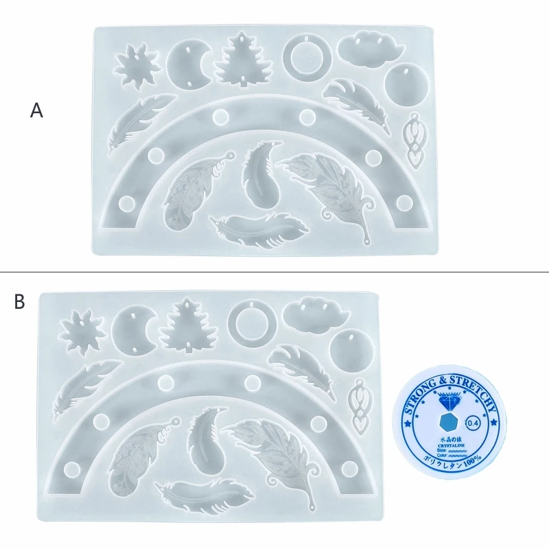

Блестящие силиконовые формы серии перьев, настенная форма для китайских колокольчиков, сделай сам, брелок, подвеска, ювелирные изделия, фор...