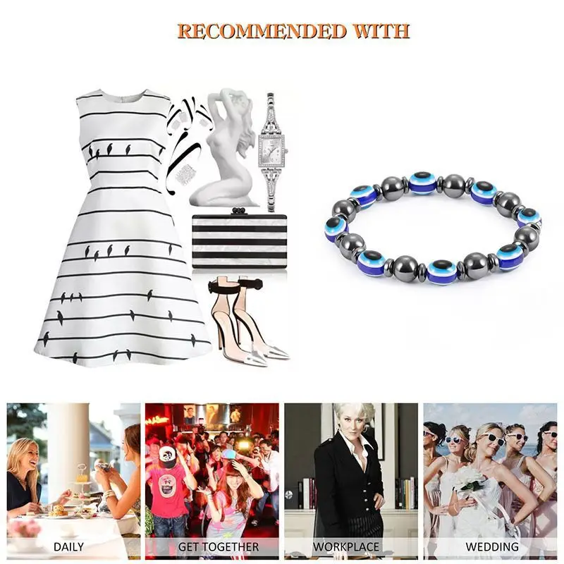 Женский браслет голубой глаз на запястье с бусинами | Украшения и аксессуары