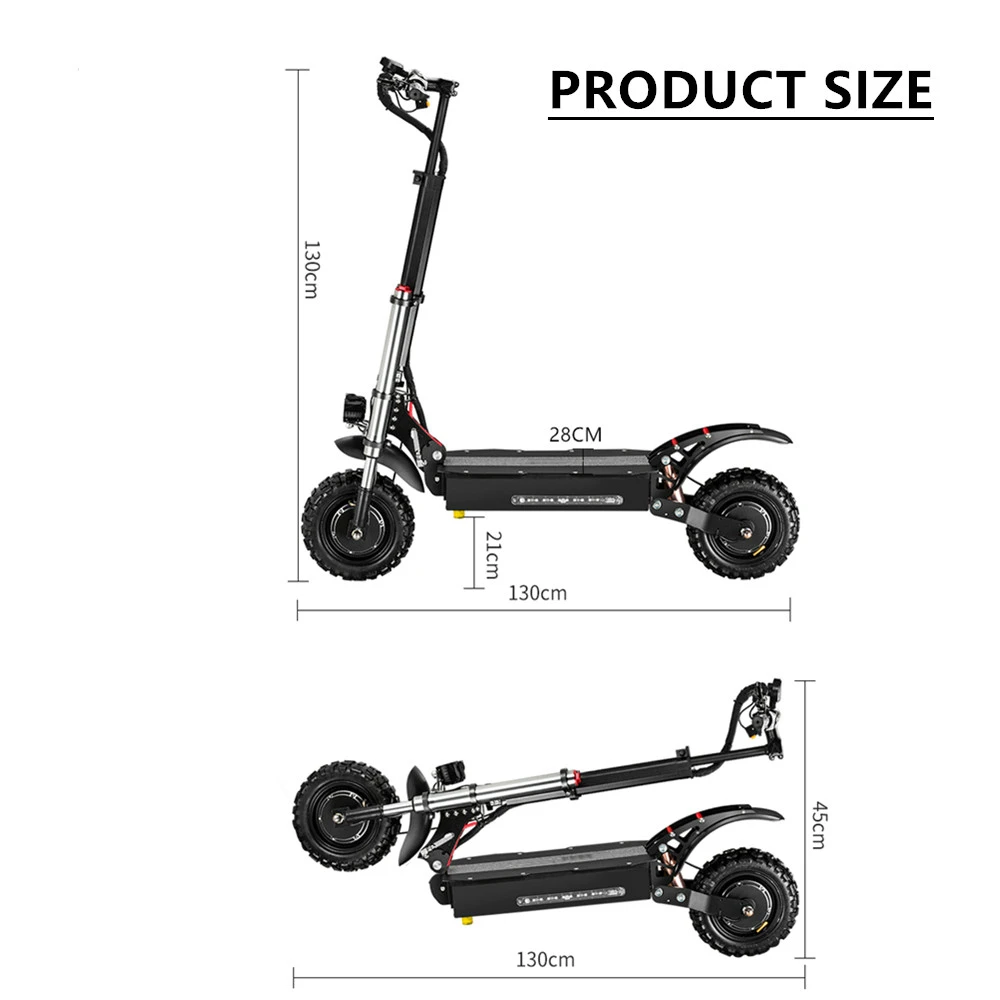Мини Мощный двухмоторный ширококолесный 11 дюймовый скутер 5400 ватт Электрический