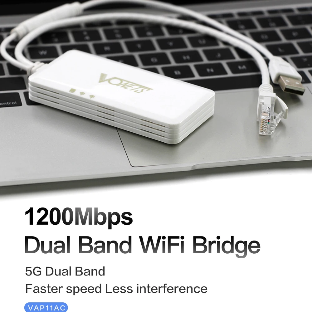 

VONETS VAP11AC Dual Band 2.4G 5G Wireless Portable Wifi Repeater Bridge Router 300Mbps+900Mbps For Video Security Monitoring
