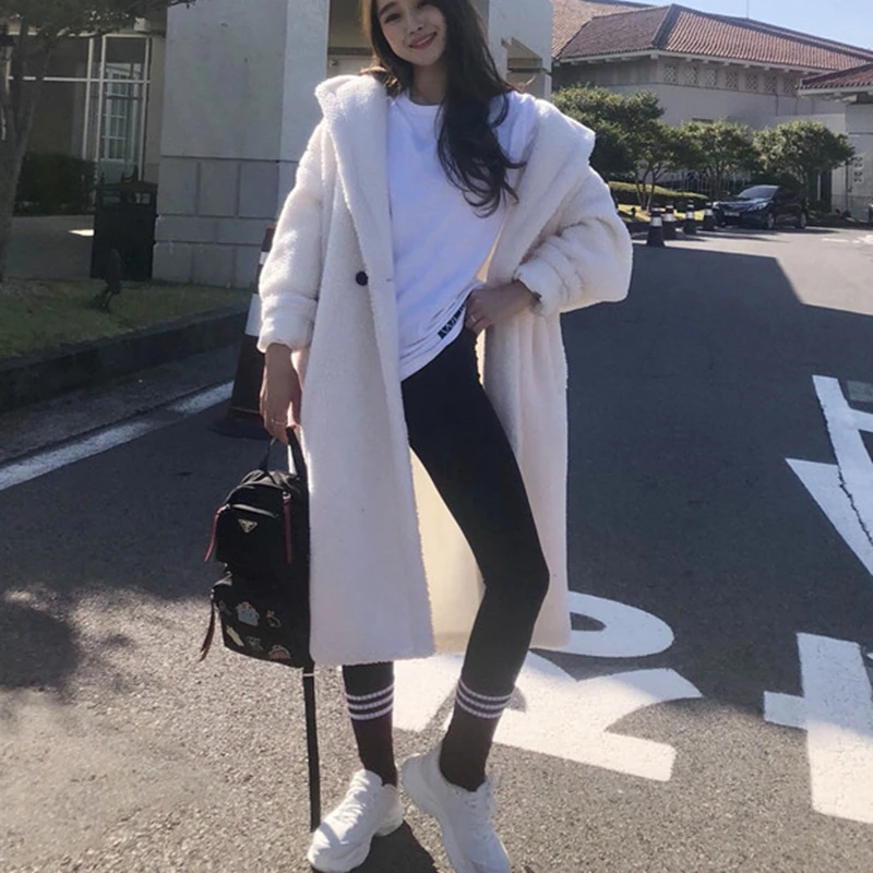 Зимнее женское однотонное меховое пальто с длинным рукавом повседневная