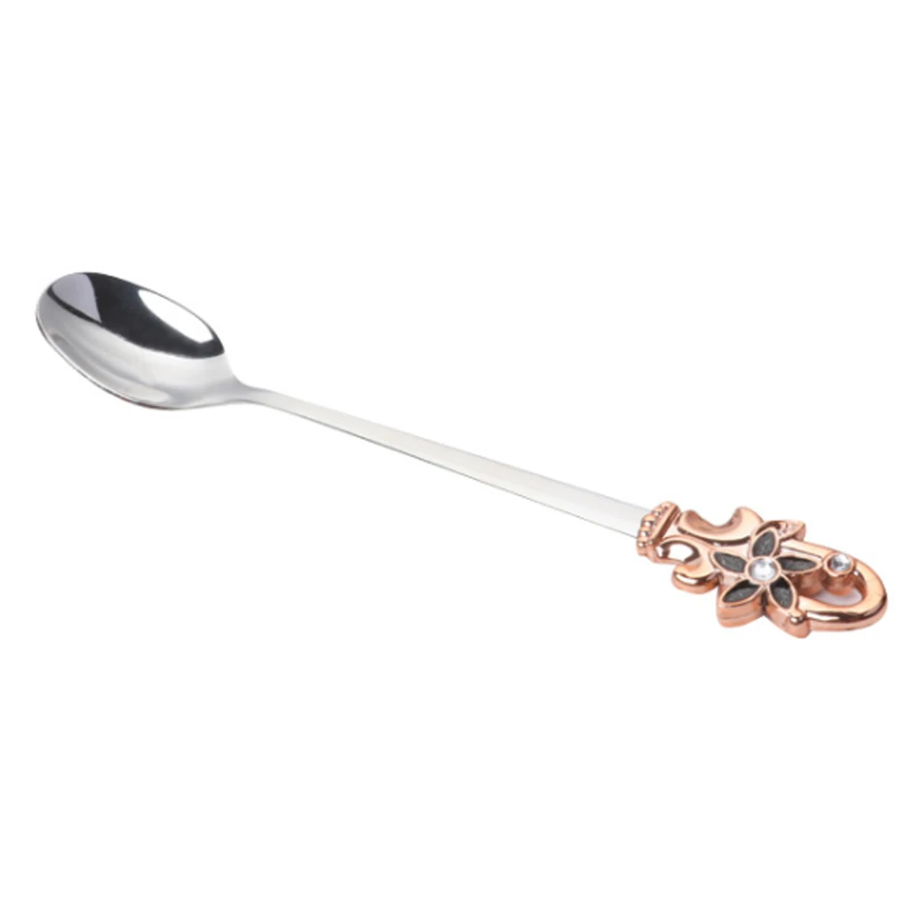 1/4pcs 304 Stainless Steel Teaspoon Long Handle Flower Head Spoon Coffee Soup Drink Cereal Dessert Dinning | Дом и сад