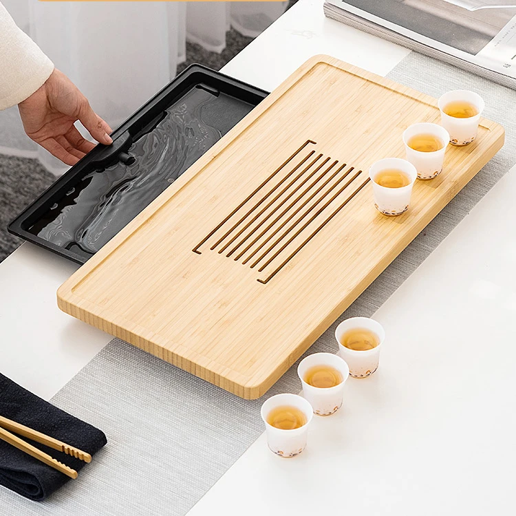 

Винтажный бамбуковый чайный поднос, экологически чистый поднос для сухих пузырей, дренажа, кофе, кунг-фу, чайный поднос, китайская кухня, чай...