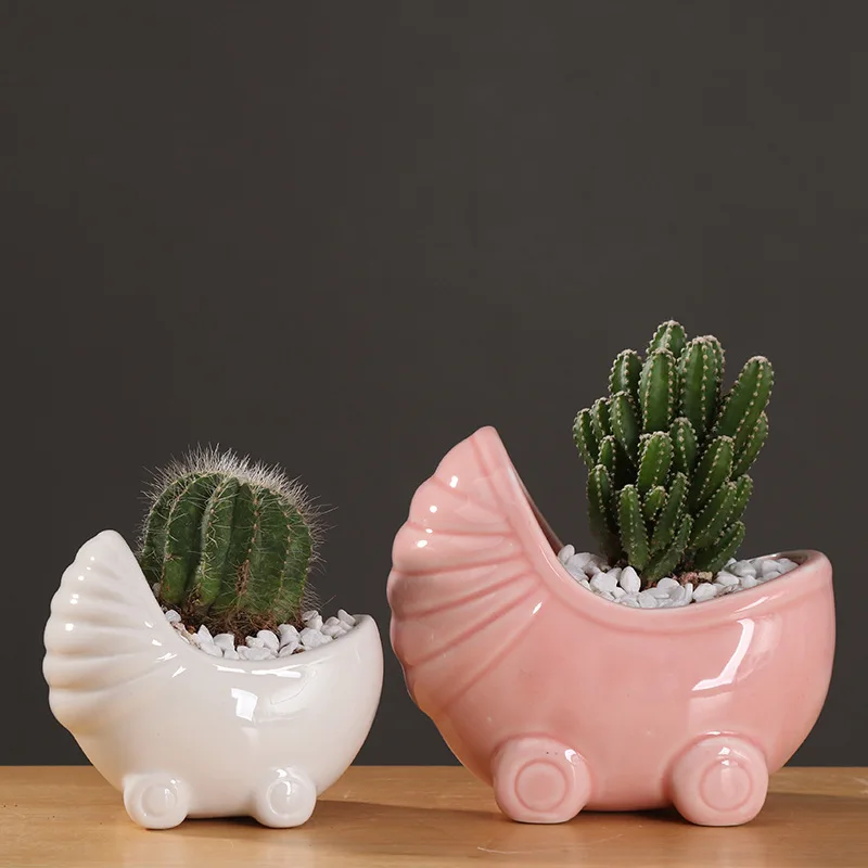 

European Simple Creative Cartoon Multi Meat Flowerpot Personalized Desktop Plant Small Old Pile White Porcelain Flowerpot