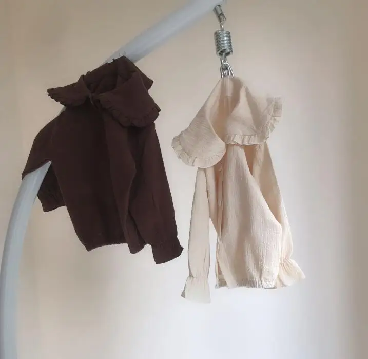 INS/2020 рубашки для маленьких девочек с отложным воротником детская блузка из