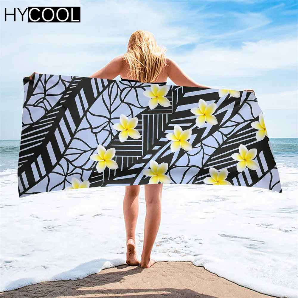Microfiber Beach Swimming Towels Hawaii Polynesian Plumeria Flower Printing Sand Free Travel Bath Shower Yoga Mat | Спорт и