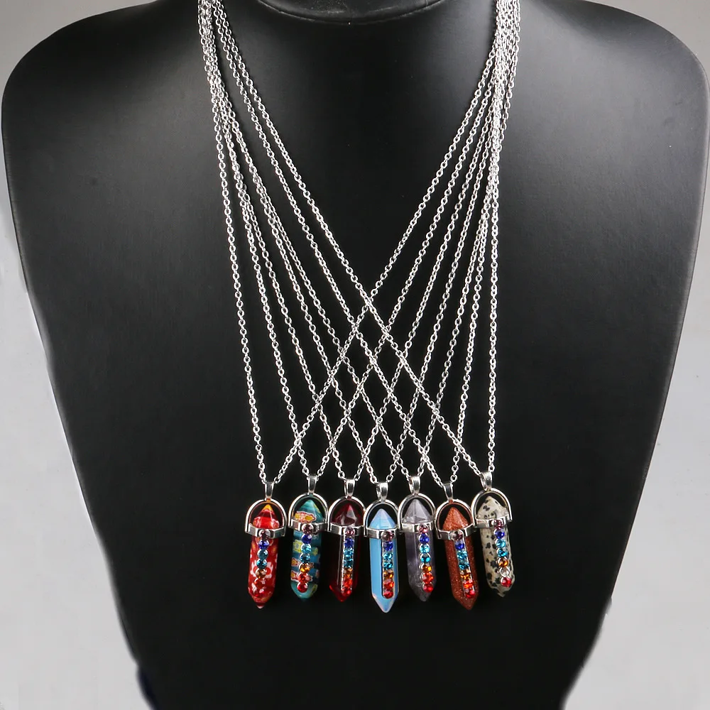 Натуральный камень шестиугольный опал кулон бутик семь чакр мощный ожерелье