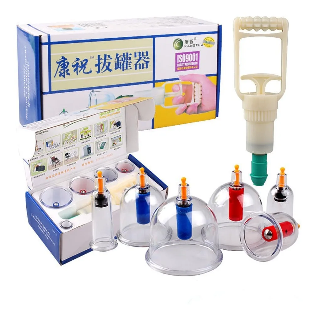 

JYTOPHUNTER 6Pcs Massage Cans Chinese Cupping Therapy Cans Opener Pull Vacuum Cupping Massage Cups Banks Tank Set Care Tool