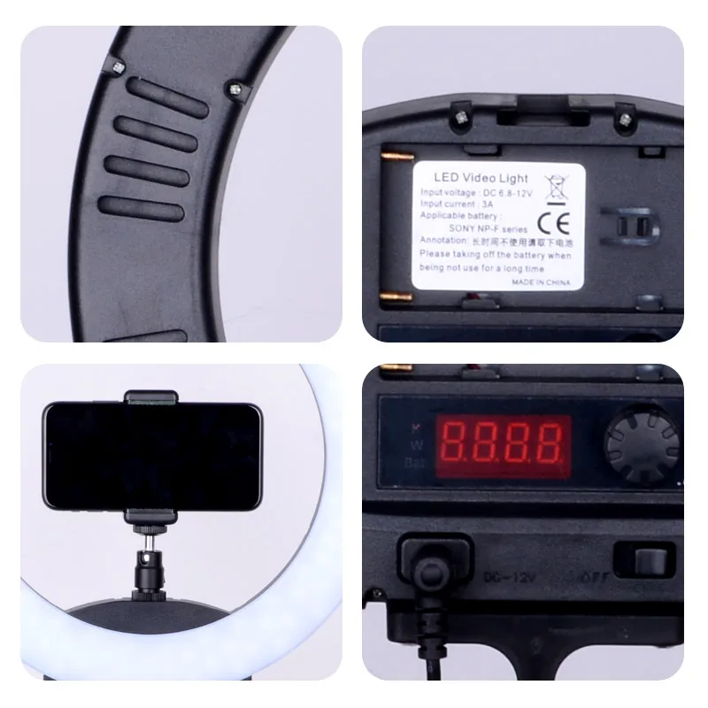 Светодиодный кольцевой светильник для фото и видеосъемки 12 дюймов 36 Вт 3200 5600K