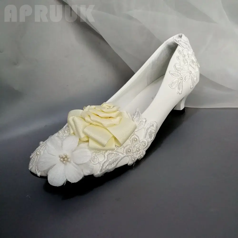 Милые свадебные туфли ручной работы цвета слоновой кости с розами Женские на