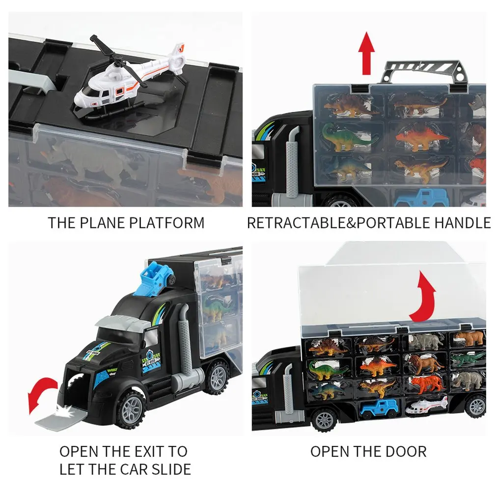 

Children Dinosaurs Transport Car Carrier Truck Toy with Dinosaur Toys Inside lifelike dinosaur for kids gift