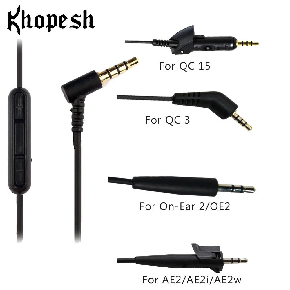 Замена аудиокабеля Khopesh для Bose QC3 QC 3 QC15 QC25 OE2 OE2i AE2 AE2i AE2w кабель для наушников Bose шнур iOS Android Mic