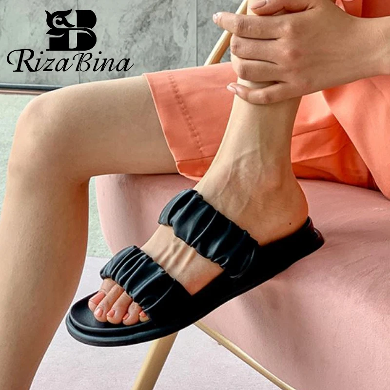 Женские сандалии на толстой подошве RIZABINA повседневная обувь из натуральной кожи