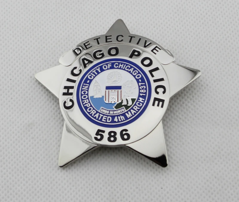 Реплика Фильма Prop Pin значок-детектива CHICAGO POLICE № 586 значок-включен 4 марта 1837