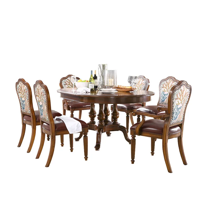 Combination Restaurant Family Telescopic Dining Table European Dining Round Table