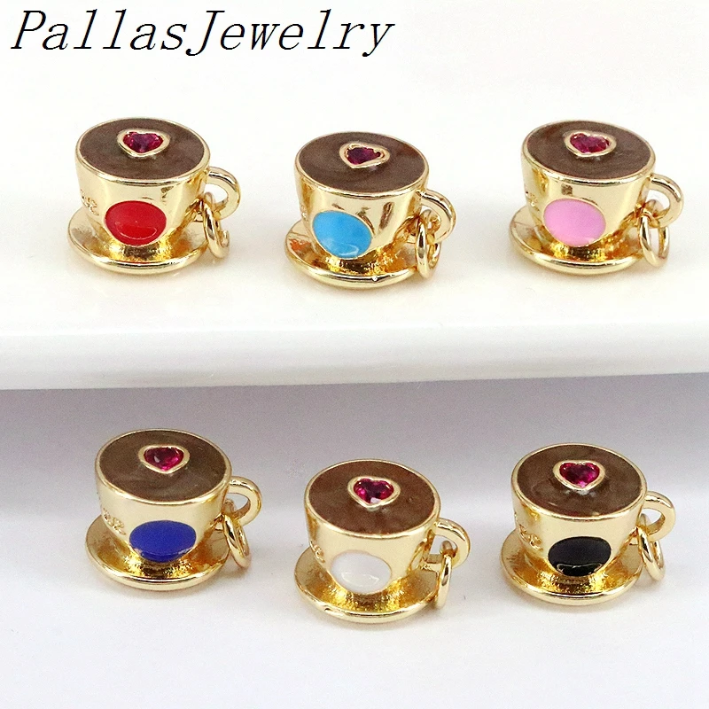 

20Pcs New Creative Cute Art Coffee Cup Metal Pendant Beads for Women Charm Colorful Enamel Fashion Charms Jewelry For Gift