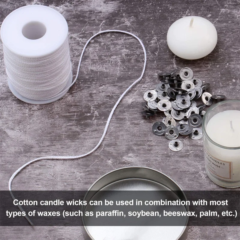 

3 Roll 200 Feet White Candle Wick Cotton Candle Woven Wick for Candle DIY and Candle Making with Wicks Tools