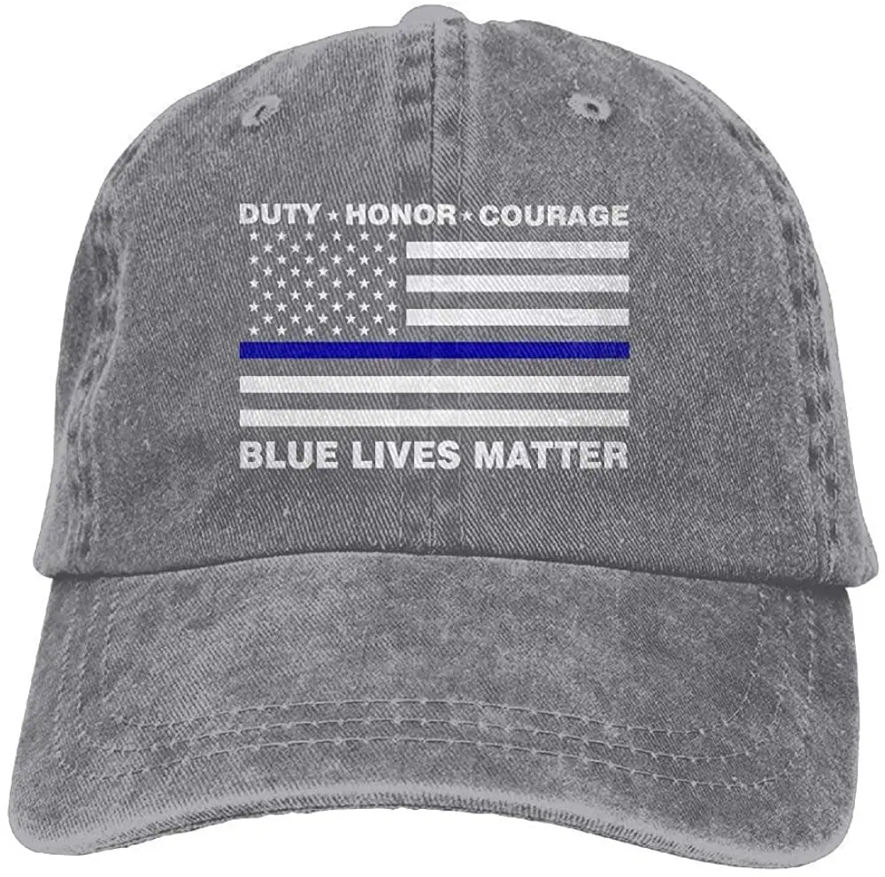 

Men's Blue Lives Matter Police Flag Vintage Cotton Baseball Cap Washed Denim Hat