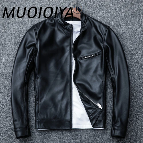 

MUOIOYIA Genuine Leather Jacket Men Spring Autumn Sheepskin Coat Plus Size Leather Coats Men Clothes Veste Cuir Homme KJ1918