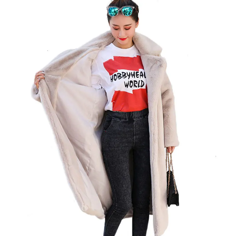 Зимнее женское пальто из искусственного меха высокого качества длинная теплая